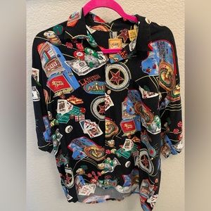 Mens Island Collection Hawaiian Style button up Shirt Las Vegas Size L